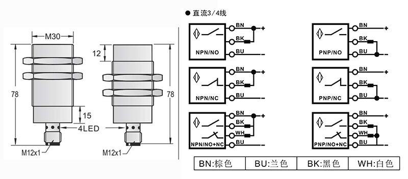 M30-M12長(zhǎng)距離電感式接近開(kāi)關(guān)接頭式