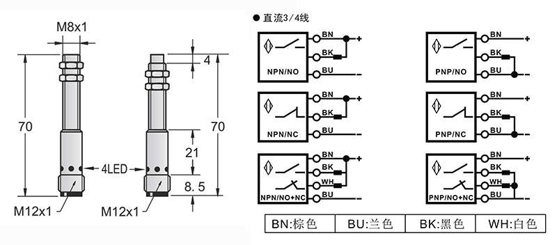 M8-M12長距離電感式接近開關接頭式